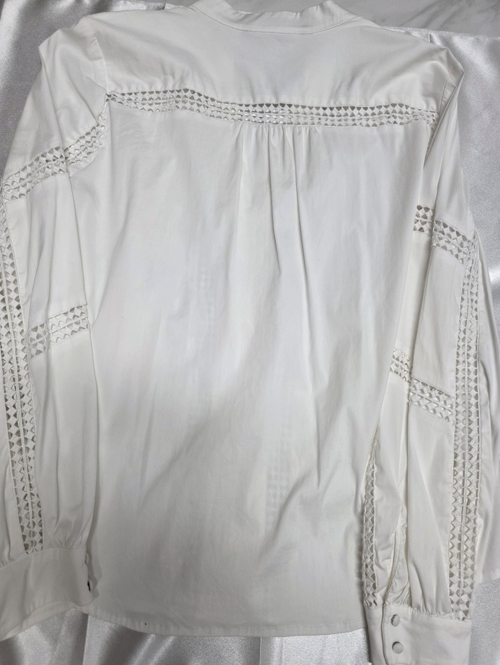 White House Black Market & Spruce Ivory Crochet-Trim Peasant Blouse - Picture 9 of 12